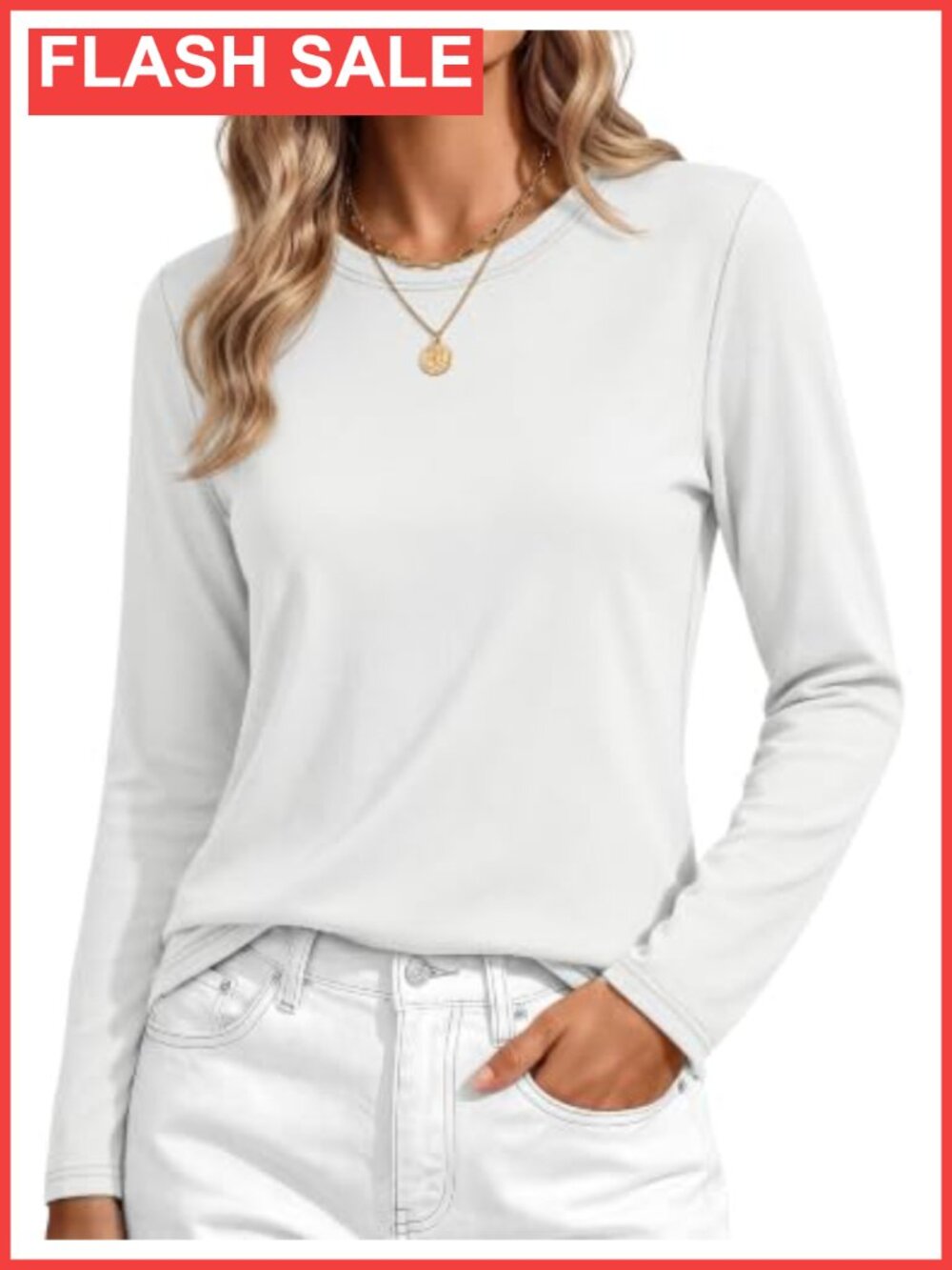 Women's Cotton Long Sleeve Crew Neck T-Shirt Soft Regular Fit Fall Top